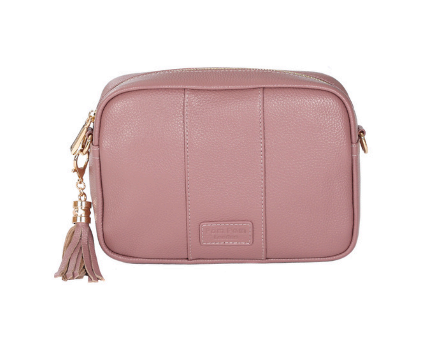 Rose Pom Pom London City Bag – handcrafted leather crossbody with interchangeable straps and London-inspired design. Available at Be Charmed.