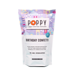Poppy Handcrafted Popcorn Birthday Confetti colorful gourmet popcorn with festive sprinkles. Available at Be Charmed