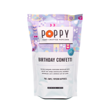 Poppy Handcrafted Popcorn Birthday Confetti colorful gourmet popcorn with festive sprinkles. Available at Be Charmed
