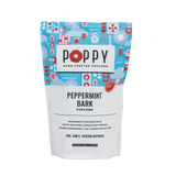 Poppy hand-crafted popcorn peppermint bark packaging on a white background. Available at Be Charmed.