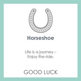 Product card for a Lola Silver Horseshoe Pendan. Availabe at Be Charmed
