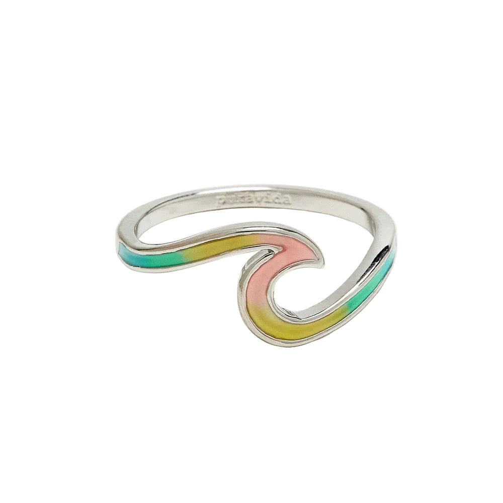 Pura Vida Tie Dye Wave silver ring available at Be Charmed.