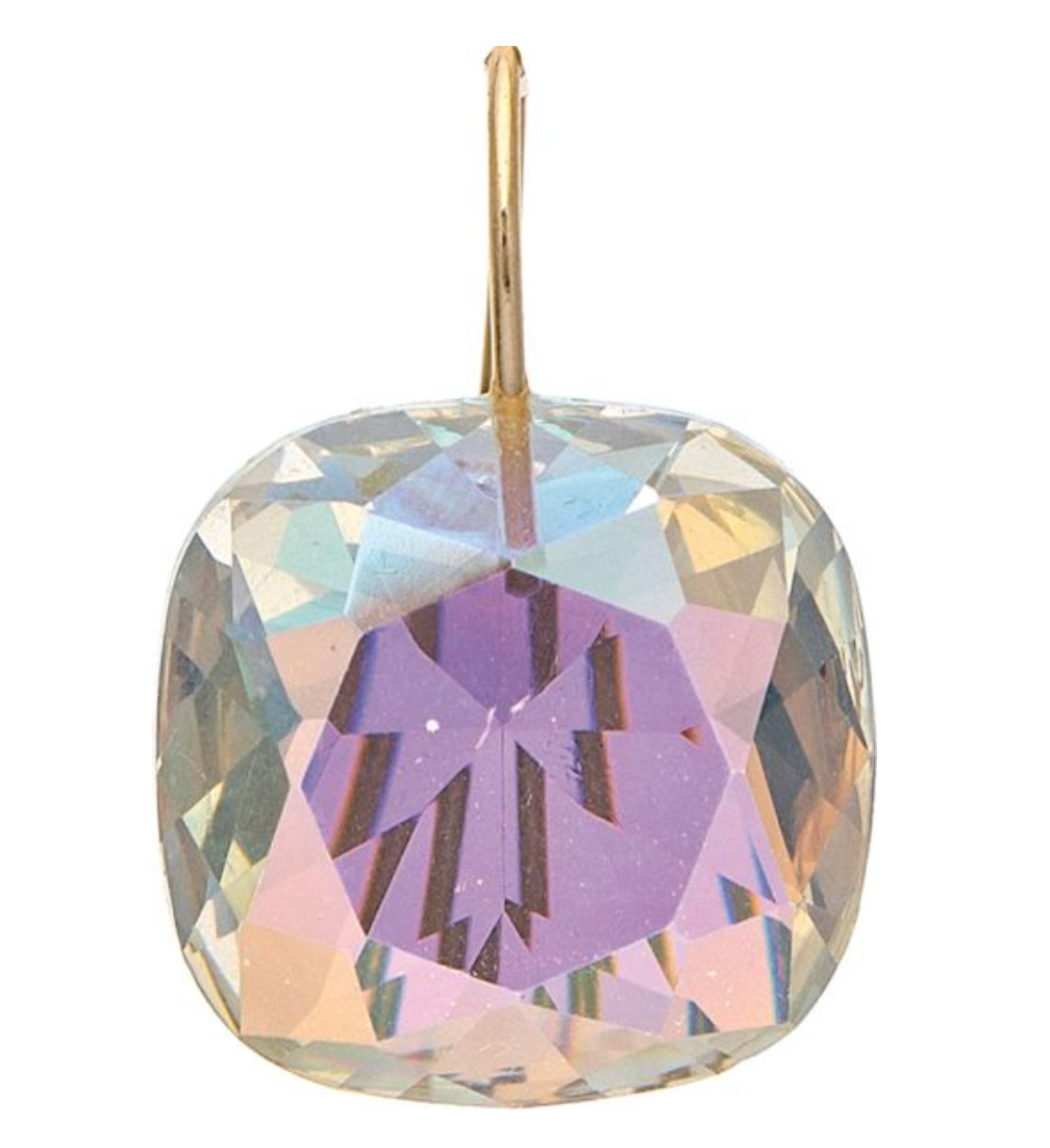 Rain Gold Aurora Borealis Clear Faceted Gem Drop Earring 