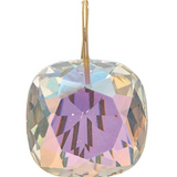 Rain Gold Aurora Borealis Clear Faceted Gem Drop Earring 