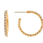 Rain - Gold 20mm Crystal Hoop Post Earring