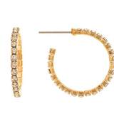 Rain - Gold 20mm Crystal Hoop Post Earring