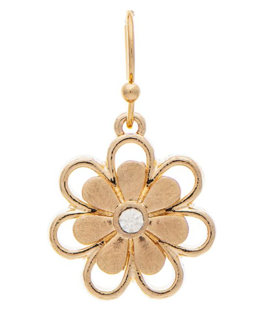 Rain Gold Crystal Center Little Daisy Earrings