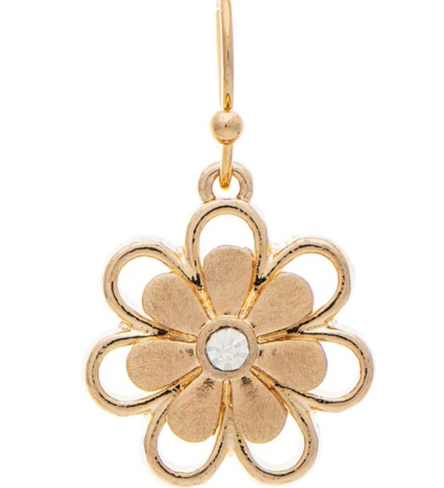 Rain Gold Crystal Center Little Daisy Earrings