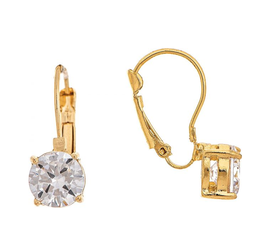 Rain - Gold Crystal Leverback Earring