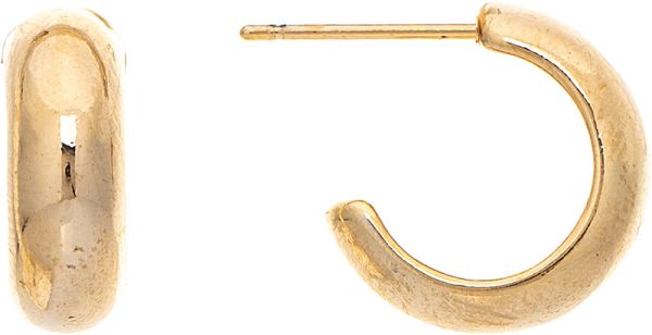 Rain Gold Little 1/2" Hypoallergenic Post Hoop Earrings – classic small gold hoops safe for sensitive ears. Available at Be Charmed