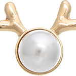 Rain Gold Pearl Christmas Reindeer Post Earrings – festive holiday jewelry with pearl detail, perfect Christmas gift. Available at Be Charmed