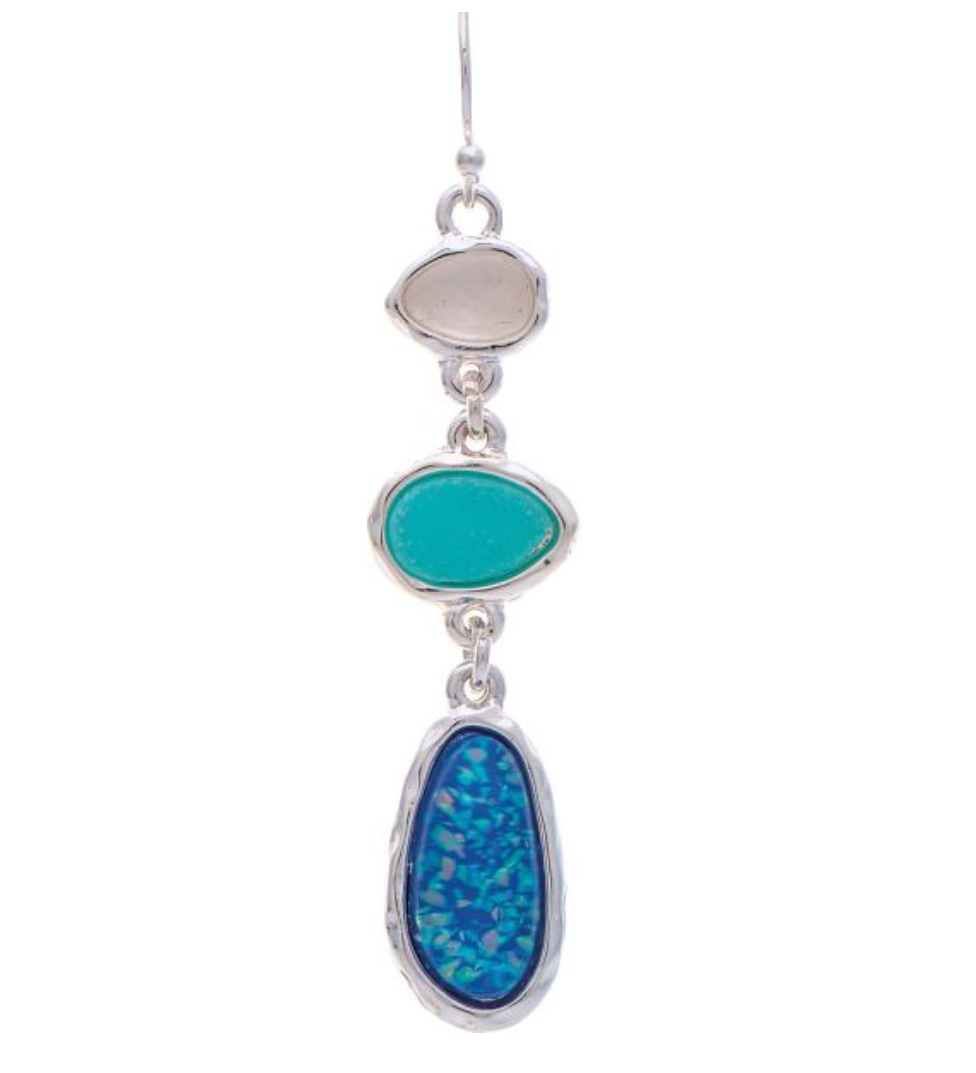 RainBlue Mix Sea Drops Earrings Silver