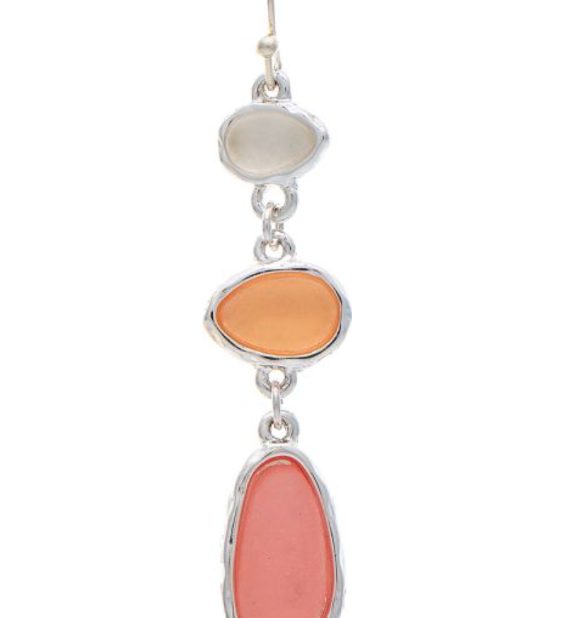 Rain Pink Mix Sea Drops Earrings Silver