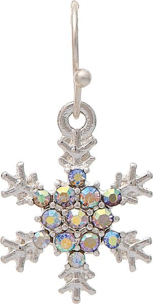 Rain Silver Clear Crystal Snowflake Earrings – sparkling holiday jewelry with crystal accents, elegant winter accessory. Available at Be Charmed