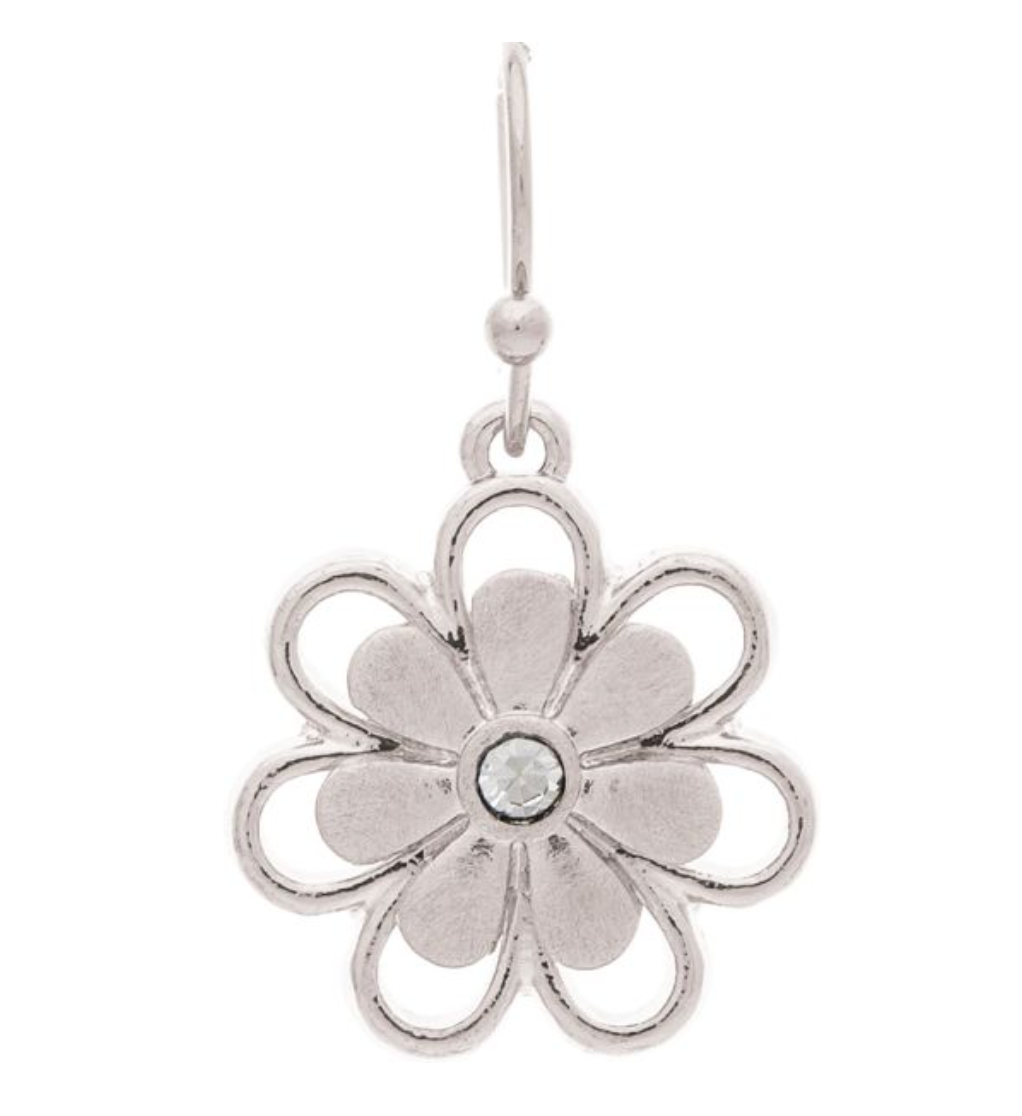 Rain Silver Crystal Center Little Daisy Earrings