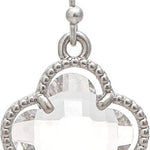 Rain Silver Faceted Clear Gem Clover Earrings – chic clover-shaped jewelry with sparkling gem accents. Available at Be Charmed