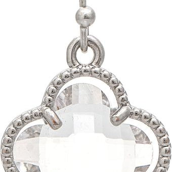 Rain Silver Faceted Clear Gem Clover Earrings – chic clover-shaped jewelry with sparkling gem accents. Available at Be Charmed