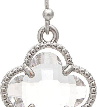 Rain Silver Faceted Clear Gem Clover Earrings – chic clover-shaped jewelry with sparkling gem accents. Available at Be Charmed