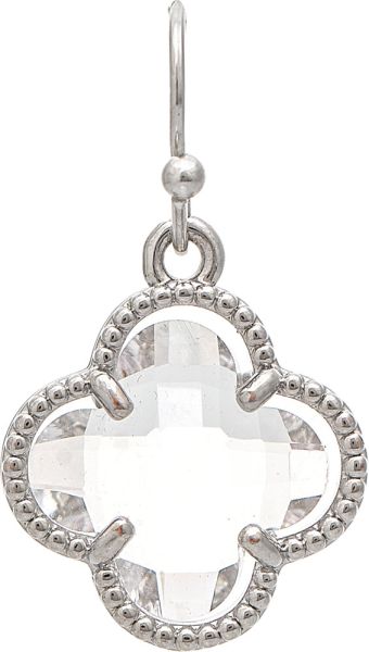 Rain Silver Faceted Clear Gem Clover Earrings – chic clover-shaped jewelry with sparkling gem accents. Available at Be Charmed