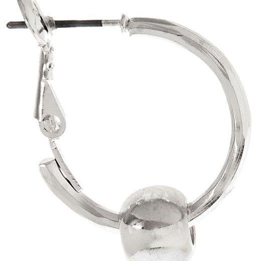 Rain Silver Hoop With Ball Earrings – classic hoop earrings with ball detail, lightweight everyday accessory. Available at Be Charmed