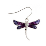 Rain - Silver Purple Dragonfly Earring