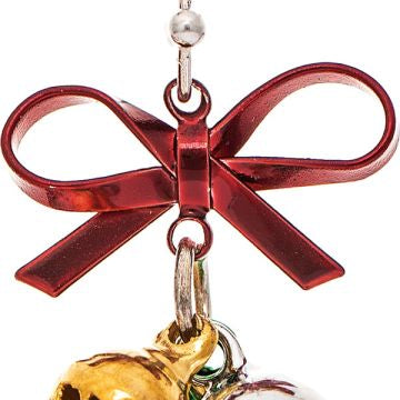 Rain Silver Red Bow Top Jingle Bells Earrings – festive holiday jewelry with jingling charm, perfect for Christmas. Available at Be Charmed