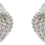 Rain Silver Rope Wire Love Knot Post Earrings – classic knot design with rope wire detail, perfect gift or everyday accessory. Available at Be Charmed