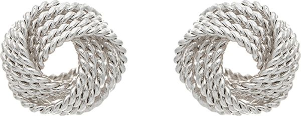 Rain Silver Rope Wire Love Knot Post Earrings – classic knot design with rope wire detail, perfect gift or everyday accessory. Available at Be Charmed