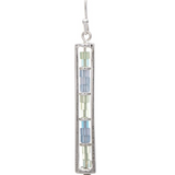 Rain Silver Stacked Blues Color Bead Bar Earrings 