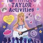 Book cover of '10-Minute Taylor Activities' with Taylor Swift playing guitar on a pink and purple background. Available at Be Charmed. 