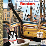 Little Golden Book cover featuring a dog and a ship with Boston skyline. Available at Be Charmed