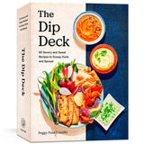 Book cover of 'The Dip Deck' with images of dips and snacks. Available at Be Charmed.  
