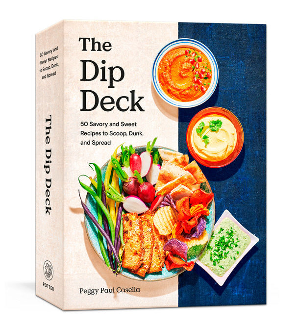 Book cover of 'The Dip Deck' with images of dips and snacks. Available at Be Charmed.  