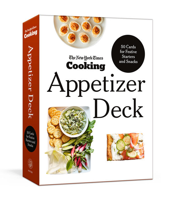 Box of The New York Times Cooking Appetizer Deck with images of appetizers on a white background. Available at Be Charmed.  