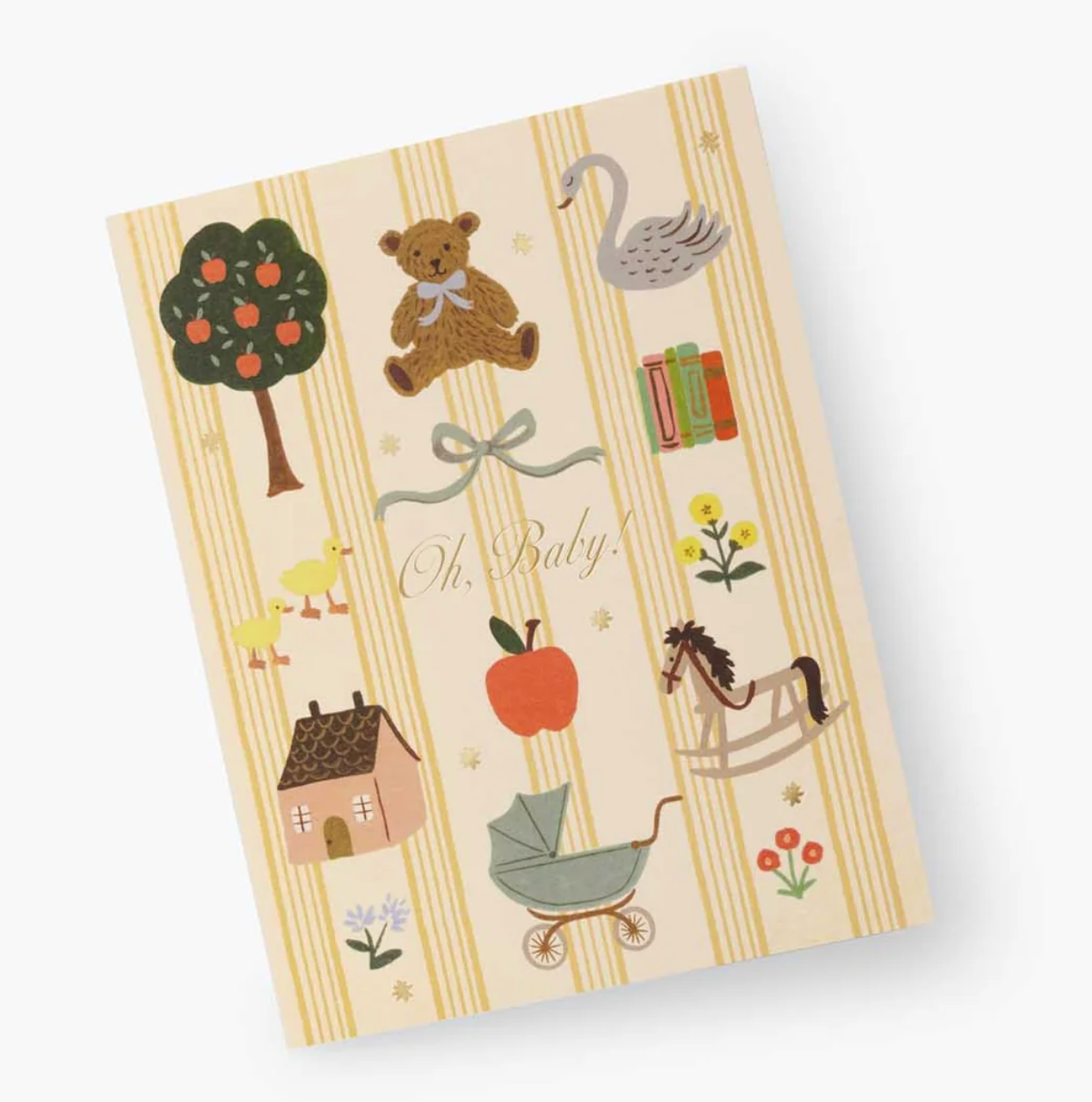 A premium Rifle Paper Co. Oh Baby! greeting card with elegant gold foil details, available at Be Charmed.