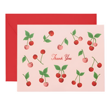 A boxed set of Rifle Paper Co thank you cards with a cherries design, including a red envelope. Available at Be Charmed