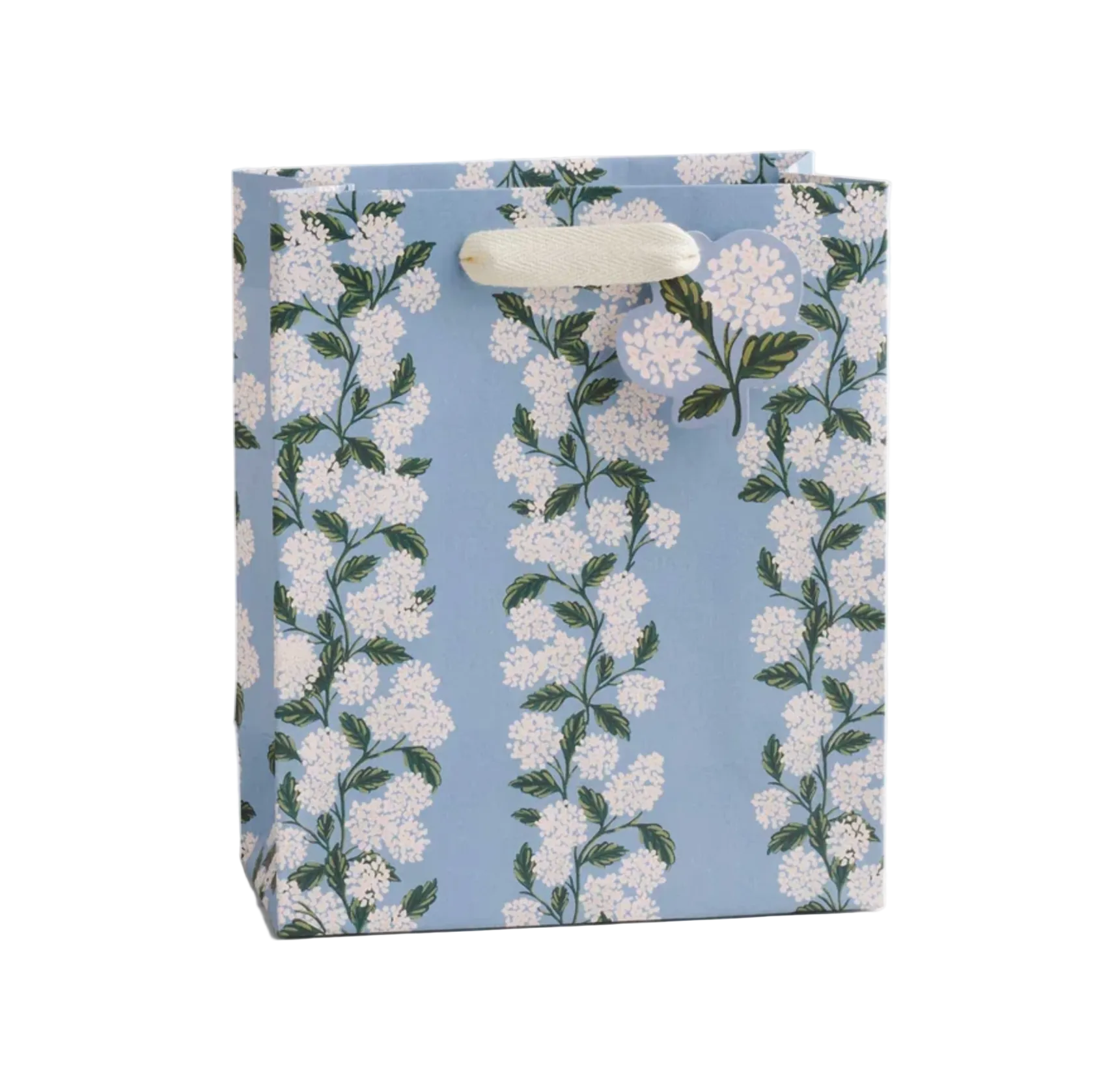 Floral-patterned gift bag on a white background. Available at Be Charmed