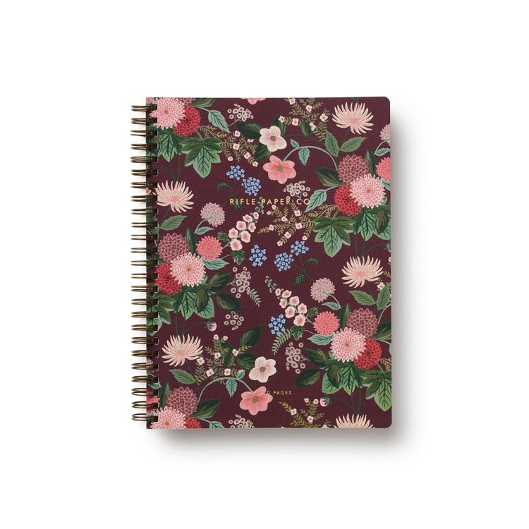 Floral notebook with a purple cover on a white background. Available at Be Charmed