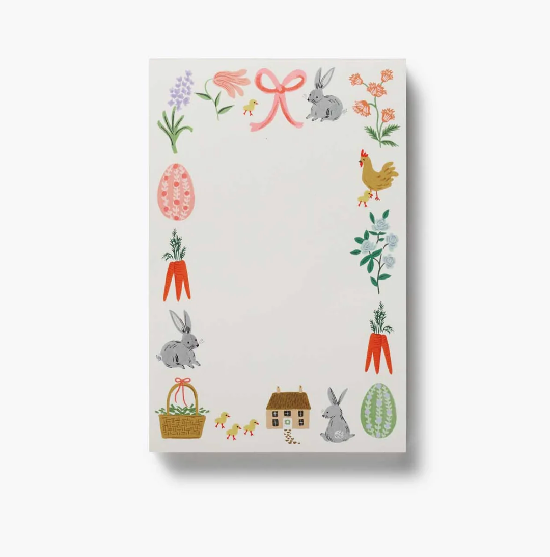 Notepad with Easter-themed illustrations on a white background. Available at Be Charmed