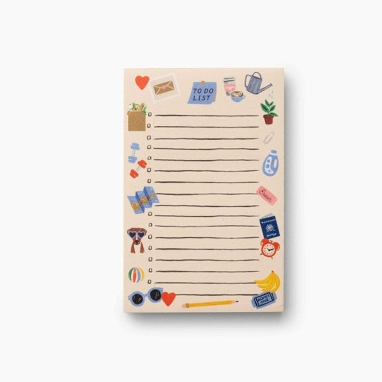 Notepad with colorful icons and a to-do list on a white background. Availablel at Be Charmed