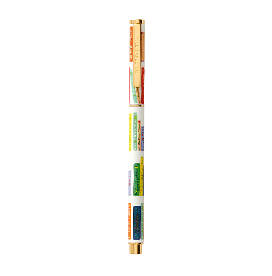 A Rifle Paper Co. Book Club rollerball pen with a literary print, available at Be Charmed.