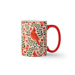 Rifle Paper Co Christmas Cardinals porcelain mug with gold trim, festive cardinals on branch—Available at Be Charmed
