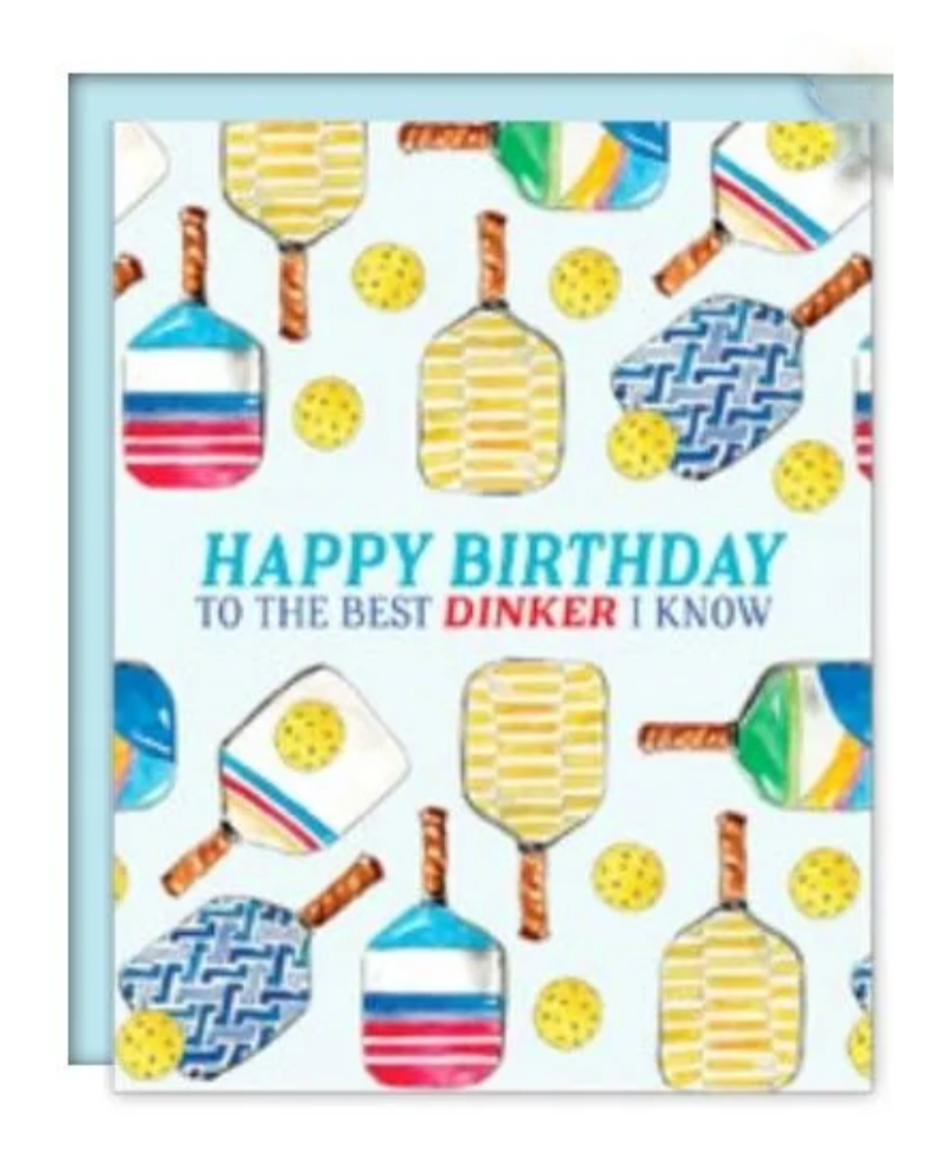 Rosanne Beck Best Dinker I Know birthday card — funny handpainted pickleball design. Available at Be Charmed