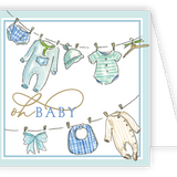 Rosanne Beck blue baby clothesline enclosure card available at Be Charmed