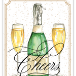 Elegant Rosanne Beck congratulations card featuring champagne bottle and glasses design—ideal for celebrating milestones, available at Be Charmed.