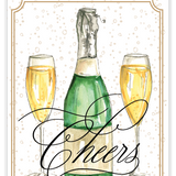 Elegant Rosanne Beck congratulations card featuring champagne bottle and glasses design—ideal for celebrating milestones, available at Be Charmed.