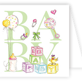Rosanne Beck Green Baby Icons enclosure card — handpainted baby-themed design, perfect for new arrivals. Available at Be Charmed
