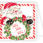 Rosanne Beck Ho Ho Ho Santa enclosure card — handpainted Christmas design with cheerful Santa. Available at Be Charmed