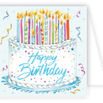 Rosanne Beck Birthday Cake With Candles enclosure card — whimsical handpainted design for birthdays. Available at Be Charmed