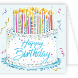 Rosanne Beck Birthday Cake With Candles enclosure card — whimsical handpainted design for birthdays. Available at Be Charmed